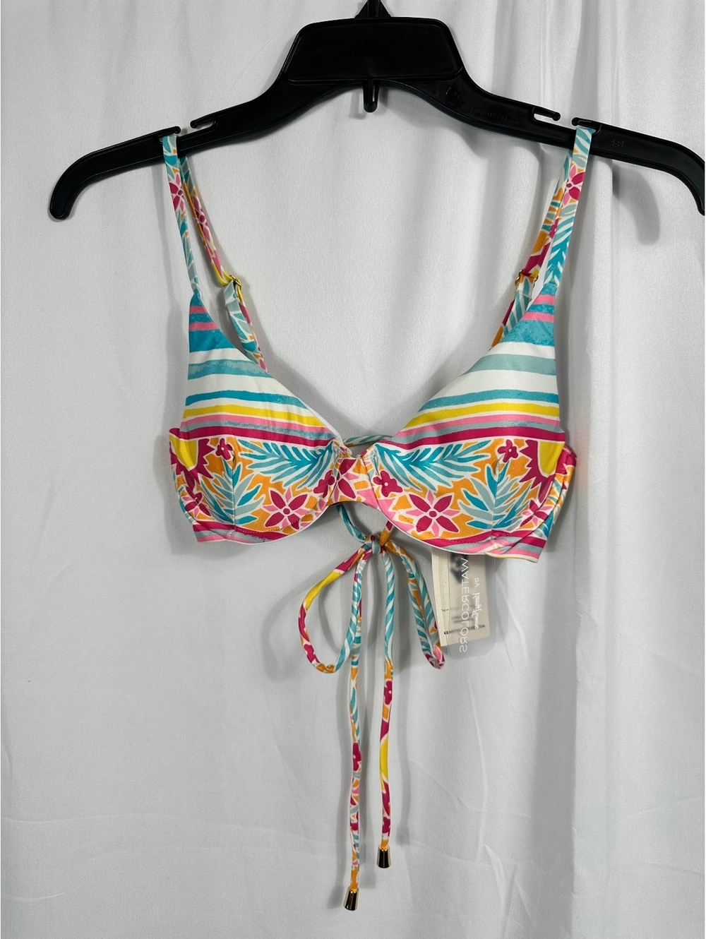 Watercolors by Kenny Flowers Sustainable Floral Print Bikini Top Size Small